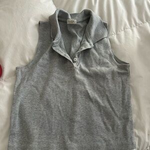 John Galt Brandy Melville Gray Sleeveless Collared Top